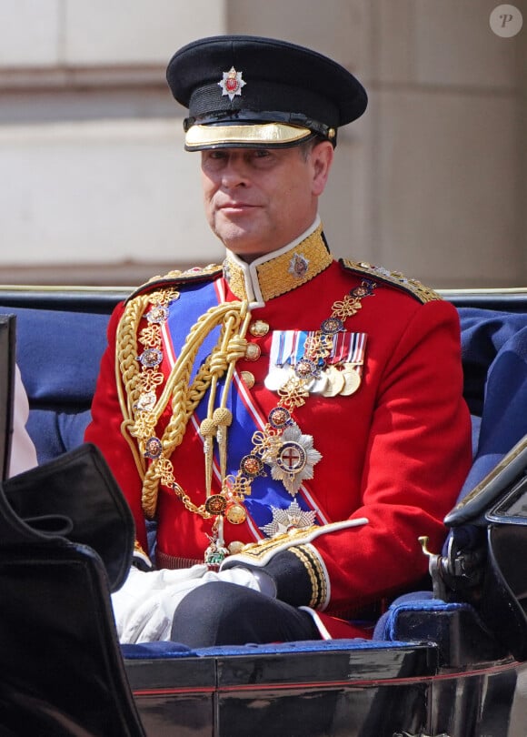 Le prince Edward, comte de Wessex - Les membres de la famille royale lors de la parade militaire "Trooping the Colour" dans le cadre de la célébration du jubilé de platine (70 ans de règne) de la reine Elizabeth II à Londres, le 2 juin 2022. 