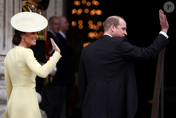 le prince William, duc de Cambridge, Catherine Kate Middleton, duchesse de Cambridge - Les membres de la famille royale et les invités lors de la messe du jubilé, célébrée à la cathédrale Saint-Paul de Londres le 3 juin 2022. 