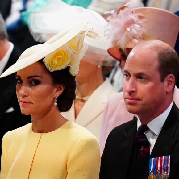 La princesse Anne d'Angleterre, Catherine Kate Middleton, duchesse de Cambridge, le prince William, duc de Cambridge - Les membres de la famille royale et les invités lors de la messe célébrée à la cathédrale Saint-Paul de Londres, dans le cadre du jubilé de platine (70 ans de règne) de la reine Elisabeth II d'Angleterre. Londres, le 3 juin 2022. 