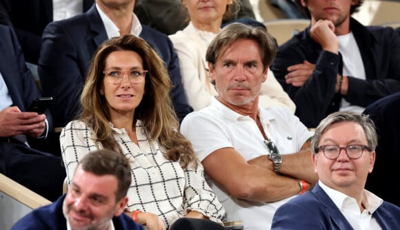 Anne-Claire Coudray et son époux Nicolas Vix en tribune (jour 13) lors des Internationaux de France de Tennis de Roland Garros 2022 à Paris, France, le 3 juin 2022. © Dominique Jacovides/Bestimage