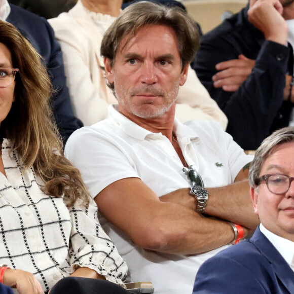 Anne-Claire Coudray et son époux Nicolas Vix en tribune (jour 13) lors des Internationaux de France de Tennis de Roland Garros 2022 à Paris, France, le 3 juin 2022. © Dominique Jacovides/Bestimage