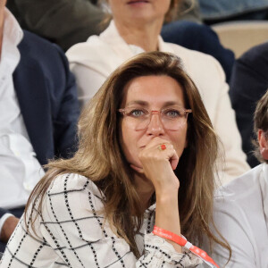 Anne-Claire Coudray et son époux Nicolas Vix en tribune (jour 13) lors des Internationaux de France de Tennis de Roland Garros 2022 à Paris, France, le 3 juin 2022. © Dominique Jacovides/Bestimage