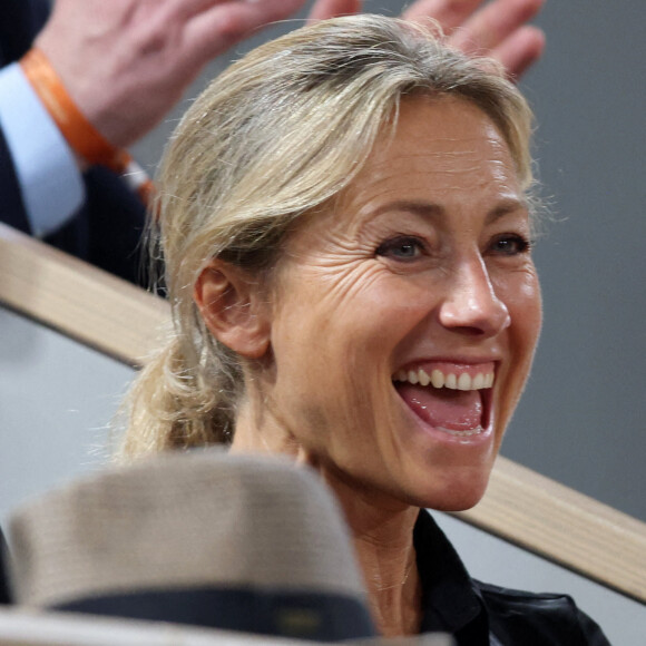 Anne-Sophie Lapix en tribune (jour 13) lors des Internationaux de France de Tennis de Roland Garros 2022 à Paris, France, le 3 juin 2022. © Dominique Jacovides/Bestimage