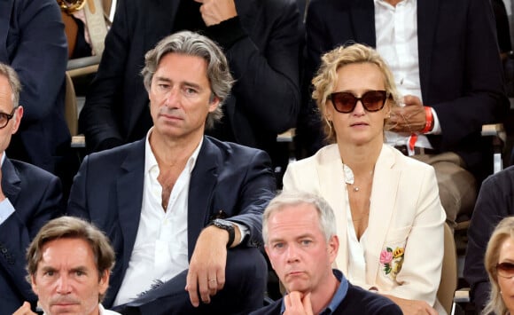 Laurent Solly et sa femme Caroline Roux en tribune (jour 13) lors des Internationaux de France de Tennis de Roland Garros 2022 à Paris, France, le 3 juin 2022. © Dominique Jacovides/Bestimage