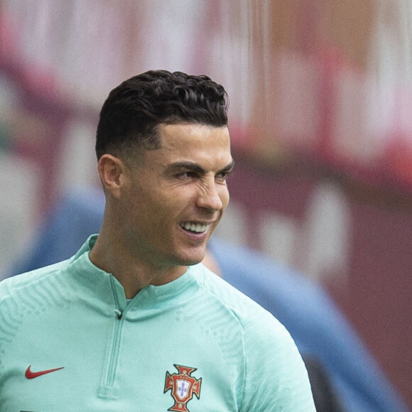 Cristiano Ronaldo lors d'une séance d'entraînement au stade Dragao de Porto, Pourtugal, le 28 mars 2022, la veille du match de football aller de la finale de qualification pour la Coupe du monde 2022 contre la Macédoine du Nord. © Atlantico Press/Zuma Press/Bestimage