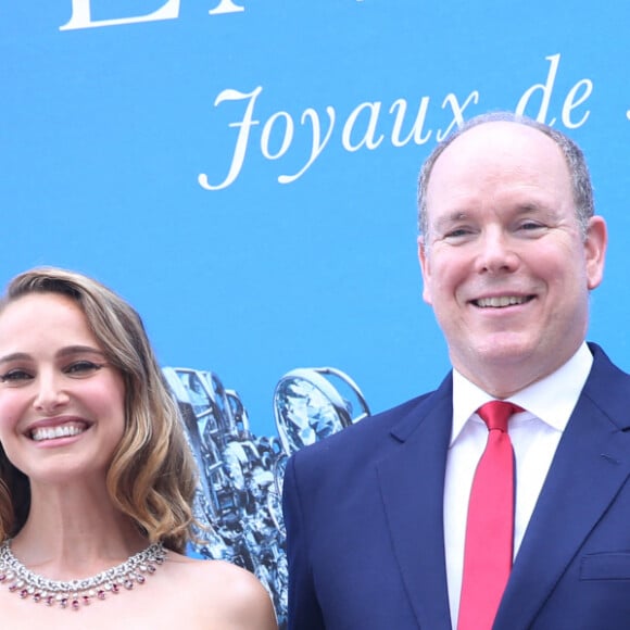 Stéphane Bern, Natalie Portman, le prince Albert II de Monaco, Natalia Vodianova - Inauguration de l'exposition "Chaumet en Majesté - Joyaux de souveraines depuis 1780" au Grimaldi Forum de Monaco le 11 juillet 2019. © Sébastien Botella / Nice-Matin / Bestimage