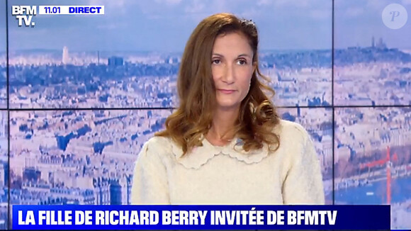 Coline Berry-Rojtman, fille de Richard Berry invitée de BFMTV dans l'émission de Bruce Toussaint le 4 mars 2021... © Capture TV BFMTV via Bestimage