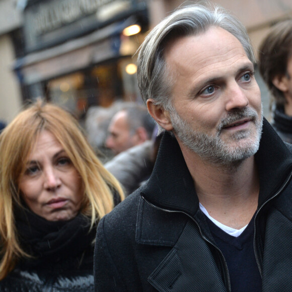 Mathilde Seigner et son compagnon Mathieu Petit. Paris, le 11 janvier 2015 