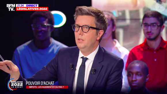Image du débat de BFMTV pour l'entre-deux-tours des législatives diffusé le 16 juin 2022 coprésenté par Maxime Switek
