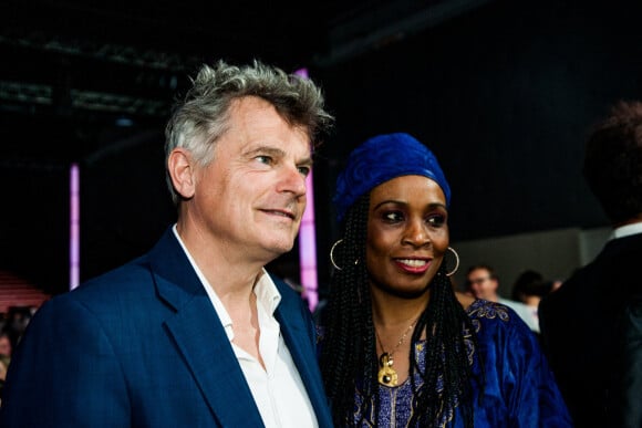 Fabien Roussel et Rachel Kéké lors de la convention inaugurale de la Nupes (Nouvelle Union Populaire écologique et sociale) le 7 mai 2022 à Aubervilliers