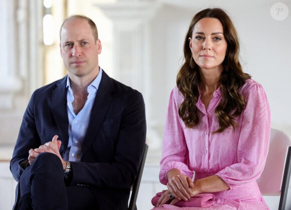 Le prince William, duc de Cambridge, et Catherine (Kate) Middleton, duchesse de Cambridge, visitent l'église évangélique Daystar Abaco aux Bahamas, pour en savoir plus sur l'impact de l'ouragan Dorian en 2019 et pour voir comment les communautés sont encore en cours de reconstruction, le huitième jour de leur tournée dans les Caraïbes au nom de la Reine pour marquer son jubilé de platine. Abaco, le 2022. 