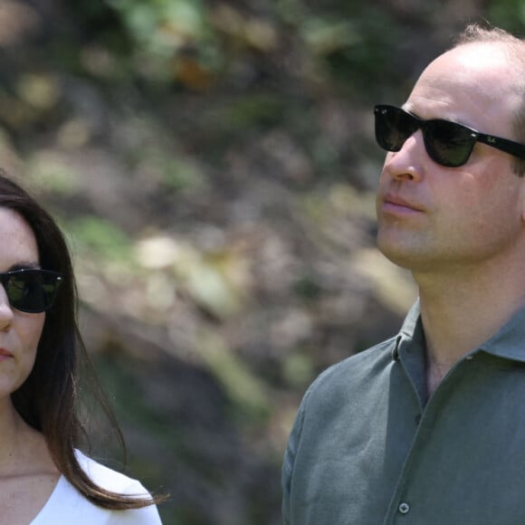 Le prince William, duc de Cambridge, et Catherine (Kate) Middleton, duchesse de Cambridge, visitent Caracol, un ancien site archéologique maya au plus profond de la jungle dans la forêt de Chiquibul au Belize, lors de leur tournée dans les Caraïbes au nom de la reine pour marquer son jubilé de platine. Belize, le 21 mars 2022. 