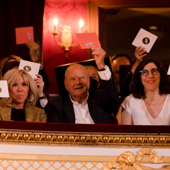 Brigitte Macron, Marc Ladreit de Lacharrière - Finale du Trophée d'Impro 2022 à la Comédie Française, organisée par la Fondation Culture & Diversité. @ Thomas Raffoux / Fondation Culture & Diversité 