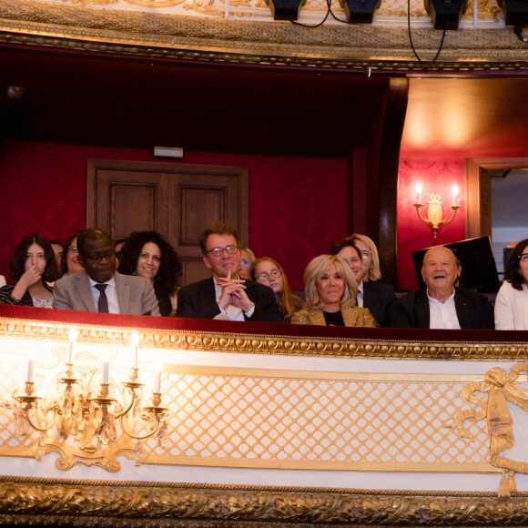 Brigitte Macron, Marc Ladreit de Lacharrière - Finale du Trophée d'Impro 2022 à la Comédie Française, organisée par la Fondation Culture & Diversité. @ Thomas Raffoux / Fondation Culture & Diversité 