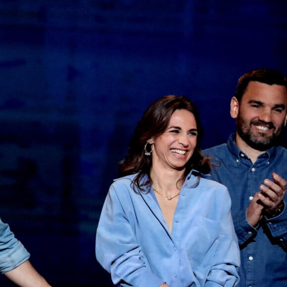 Exclusif - Florent Peyre et sa compagne Virginie Stref, Frédéric Decory - Enregistrement de l'émission "La Chanson secrète 11" à Paris. © Jacovides-Moreau / Bestimage