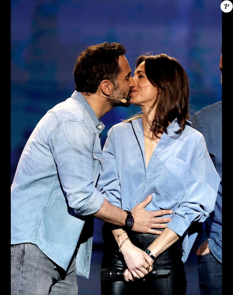 Exclusif - Florent Peyre et sa compagne Virginie Stref - Enregistrement de l'émission "La Chanson secrète 11" à Paris. © Jacovides-Moreau / Bestimage