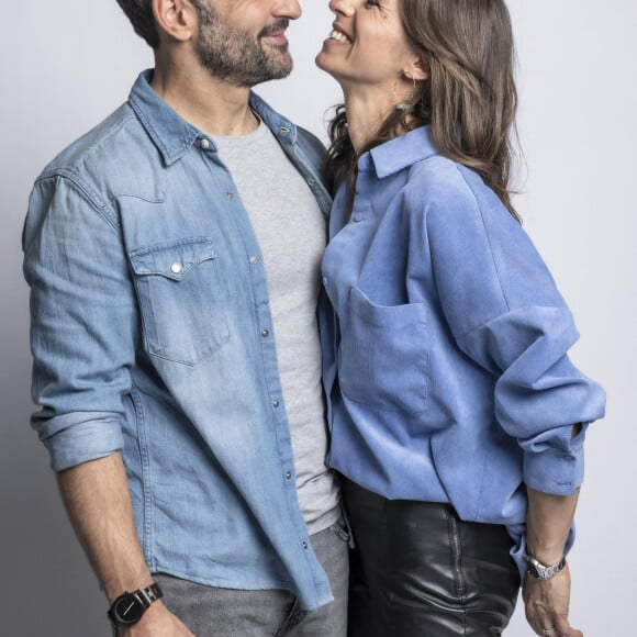 Exclusif - Florent Peyre, sa compagne Virginie Stref - Backstage - Enregistrement de l'émission "La Chanson secrète 11" à Paris. © Jacovides-Moreau / Bestimage