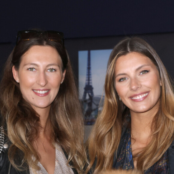 Exclusif - Camille Cerf (Miss France 2015 et Ambassadrice du LGCT-LPEJ 2022), son chien Romeo et sa soeur Mathilde Cerf dans l'Espace VIP de la 8ème édition du "Longines Paris Eiffel Jumping" au Champ de Mars à Paris, le 26 juin 2022. © Perusseau/Gorassini/Tribeca/Bestimage