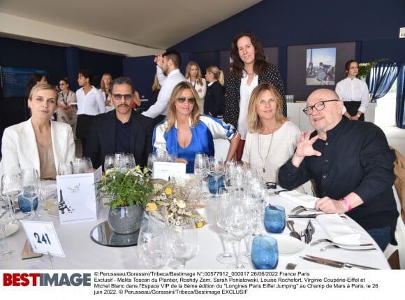 Exclusif - Melita Toscan du Plantier, Roshdy Zem, Sarah Poniatowski, Louise Rochefort, Virginie Coupérie-Eiffel et Michel Blanc dans l'Espace VIP de la 8ème édition du "Longines Paris Eiffel Jumping" au Champ de Mars à Paris © Perusseau/Gorassini/Tribeca/Bestimage