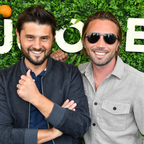 Christophe Beaugrand, son mari Ghislain Gerin - 5 ans de la marque Joone, sur la péniche La Barge à Issy-les-Moulineaux. Paris. © Veeren / Bestimage