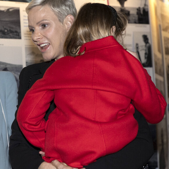 La princesse Charlene de Monaco porte la princesse Gabriella - Le prince Albert II de Monaco inaugure l'exposition l'exposition "Sailing the Sea of Science, Scientist and explorer. Prince Albert Ier and the early norwegian exploration of Svalbard " au Fram Museum à Oslo le 22 juin 2022.