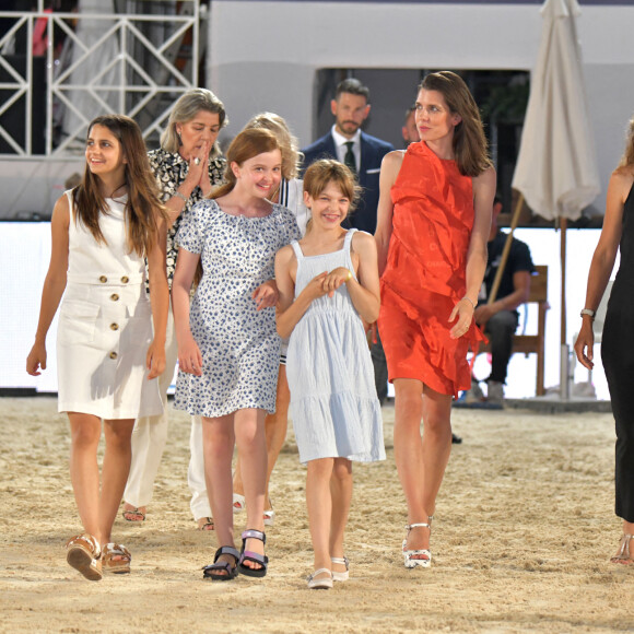 Charlotte Casiraghi et sa mère la princesse Caroline de Hanovre durant le Jumping International de Monaco, 16eme édition du Longines Global Champions Tour, le 1er juillet 2022. Ici, lors de la remise des prix du Longines Pro-Am Cup Monaco, c'est le binôme composé par le français Olivier Robert et la britanique Isabella Beecroft Luckett qui ont remporté la compétition en deux manche. © Bruno Bebert / Bestimage 