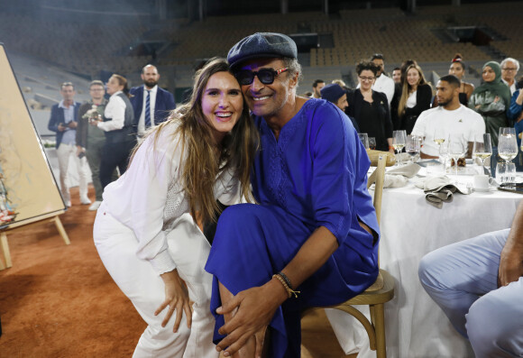 Joyce Jonathan, Yannick Noah - Soirée de gala "Coeur Central" au profit de Terre d'Impact fonds de dotation de la FFT et de l'association Fête le Mur sur le Court Central Philippe Chatrier à Roland Garros, Paris le 5 juillet 2022. © Marc Ausset-Lacroix/Bestimage