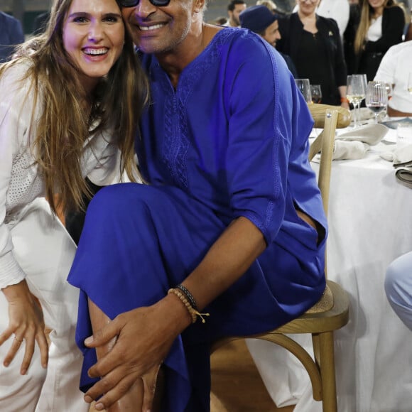 Joyce Jonathan, Yannick Noah - Soirée de gala "Coeur Central" au profit de Terre d'Impact fonds de dotation de la FFT et de l'association Fête le Mur sur le Court Central Philippe Chatrier à Roland Garros, Paris le 5 juillet 2022. © Marc Ausset-Lacroix/Bestimage