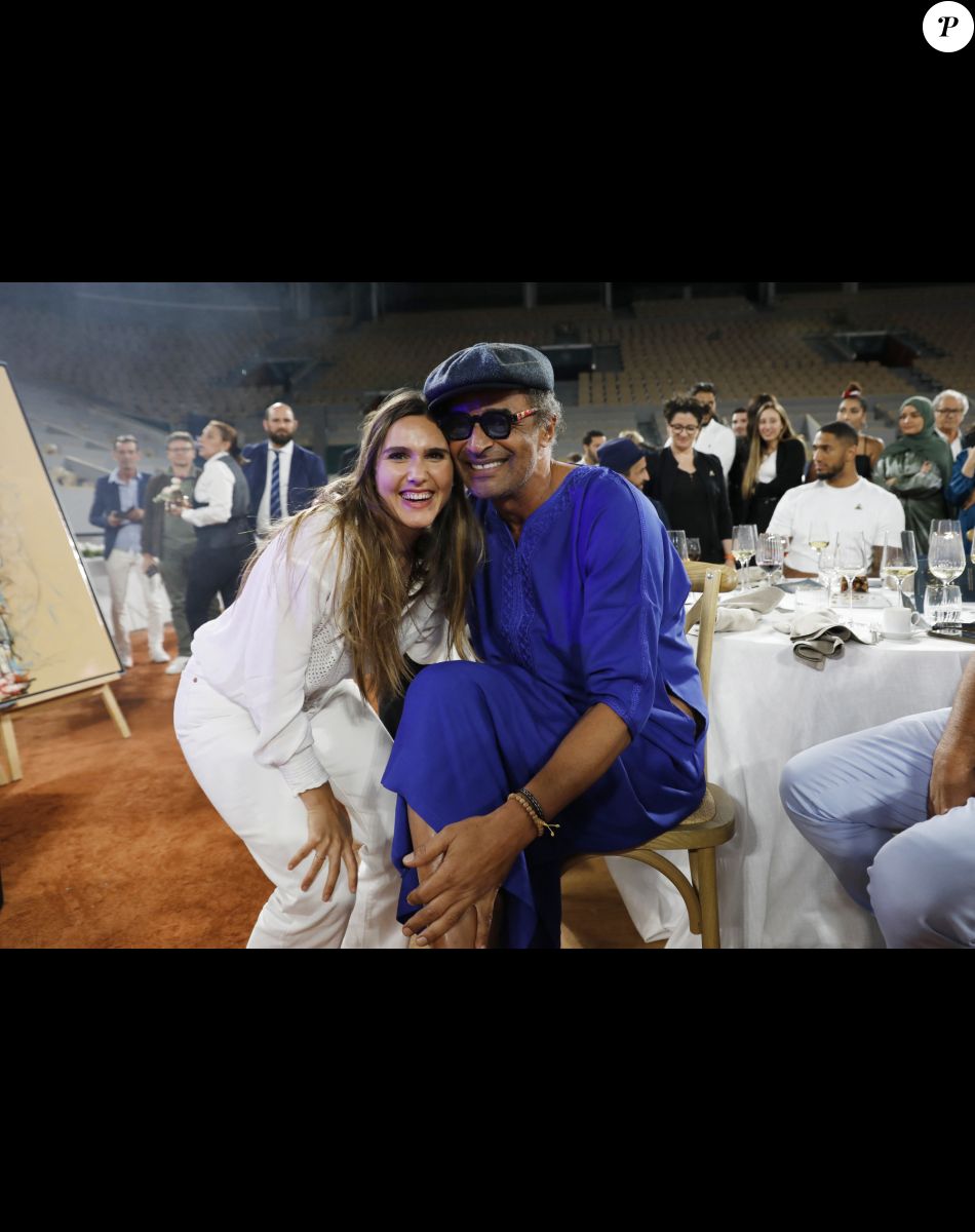 Joyce Jonathan, Yannick Noah - Soirée de gala "Coeur Central" au profit de Terre d'Impact fonds de dotation de la FFT et de l'association Fête le Mur sur le Court Central Philippe Chatrier à Roland Garros, Paris le 5 juillet 2022. © Marc Ausset-Lacroix/Bestimage