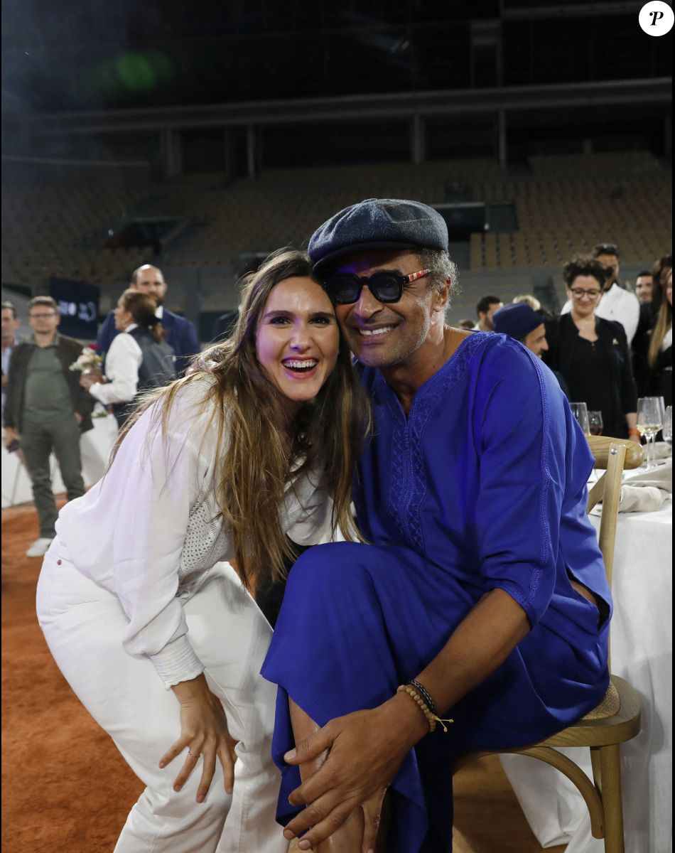 Joyce Jonathan, Yannick Noah - Soirée de gala "Coeur Central" au profit de Terre d'Impact fonds de dotation de la FFT et de l'association Fête le Mur sur le Court Central Philippe Chatrier à Roland Garros, Paris le 5 juillet 2022. © Marc Ausset-Lacroix/Bestimage