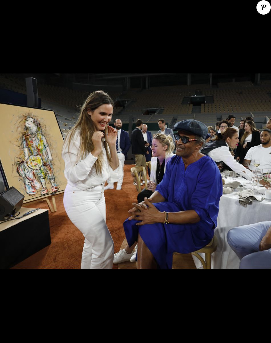 Joyce Jonathan, Yannick Noah - Soirée de gala "Coeur Central" au profit de Terre d'Impact fonds de dotation de la FFT et de l'association Fête le Mur sur le Court Central Philippe Chatrier à Roland Garros, Paris le 5 juillet 2022. © Marc Ausset-Lacroix/Bestimage