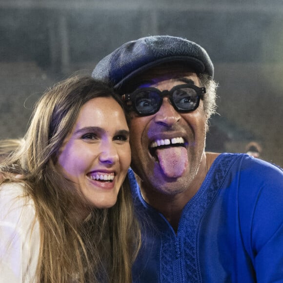 Joyce Jonathan et Yannick Noah - Soirée de gala "Coeur Central" au profit de Terre d'Impact fonds de dotation de la FFT et de l'association Fête le Mur sur le Court Central Philippe Chatrier à Roland Garros, Paris le 5 juillet 2022. © JB Autissier/Panoramic/Bestimage