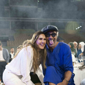 Joyce Jonathan et Yannick Noah - Soirée de gala "Coeur Central" au profit de Terre d'Impact fonds de dotation de la FFT et de l'association Fête le Mur sur le Court Central Philippe Chatrier à Roland Garros, Paris le 5 juillet 2022. © JB Autissier/Panoramic/Bestimage