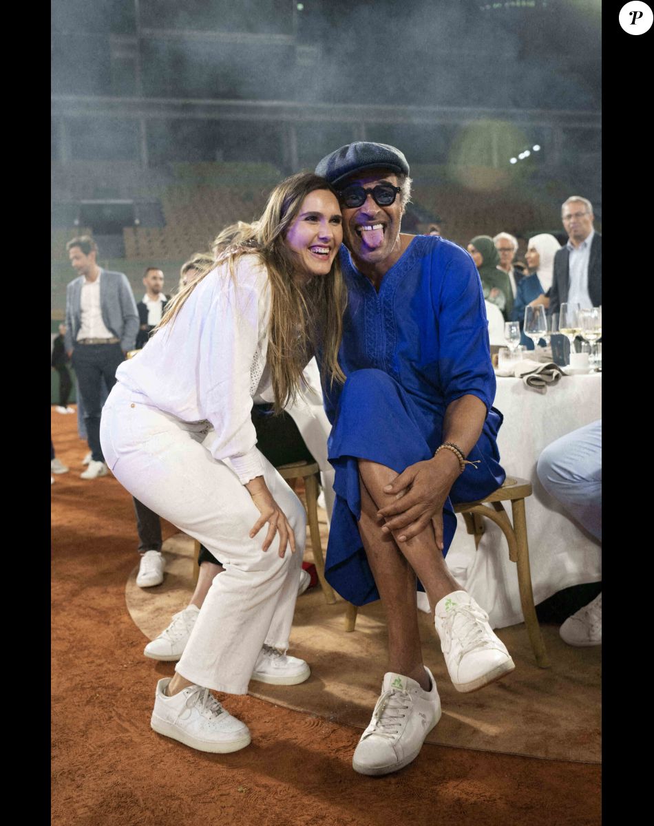 Joyce Jonathan et Yannick Noah - Soirée de gala "Coeur Central" au profit de Terre d'Impact fonds de dotation de la FFT et de l'association Fête le Mur sur le Court Central Philippe Chatrier à Roland Garros, Paris le 5 juillet 2022. © JB Autissier/Panoramic/Bestimage