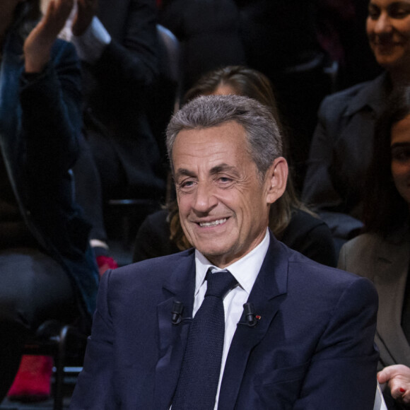 Carla Bruni Sarkozy et son mari Nicolas Sarkozy - Enregistrement de l'émission "Le Grand Echiquier", diffusée le 1er juillet sur France 2. Le 21 mars 2022 © Cyril Moreau / Bestimage