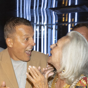 Exclusif - Caroline Barclay, Jean Roch et Jacqueline Veyssière lors de l'anniversaire de Jacqueline Veyssière au VIP Room à Saint-Tropez le 11 juillet 2022. © Cyril Moreau / Bestimage