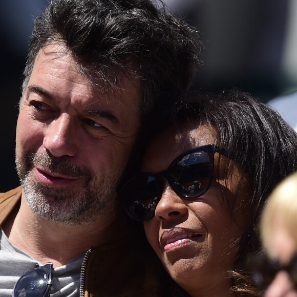 Stéphane Plaza et Karine Le Marchand - Célébrités dans les tribunes des internationaux de France de tennis de Roland Garros à Paris, France, le 8 juin 2019. © JB Autissier / Panoramic /Bestimage 