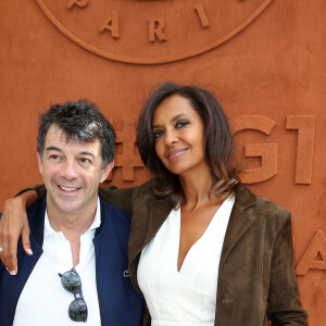 Stéphane Plaza et Karine Le Marchand - Les célébrités au village des internationaux de tennis de Roland Garros à Paris le 4 juin 2017. © Dominique Jacovides-Cyril Moreau/Bestimage