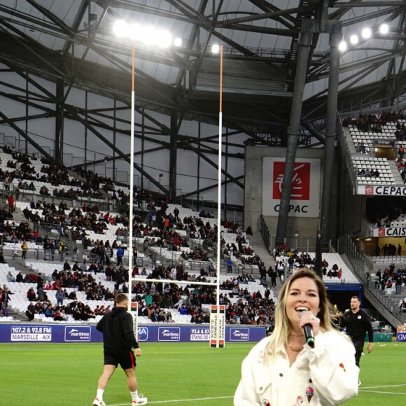 Sophie Tapie lors de la 23 ème journée de championnat de rugby du TOP14 RC Toulon - Toulouse au stade vélodrome à Marseille (match délocalisé) le 23 avril 2022. Victoire du RCT sur Toulouse 19-15. © Norbert Scanella / Panoramic / Bestimahe