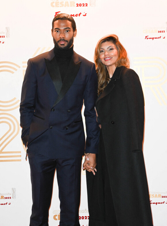 Djebril Zonga, Nawell Madani - Photocall au Fouquet's après la 47ème cérémonie des César à Paris le 26 février 2022. © Coadic Guirec / Bestimage