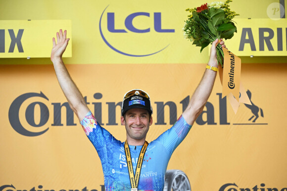 Hugo Houle - Podium de la 16ème étape du Tour de France 2022 entre Carcassonne et Foix, le 19 juillet 2022.