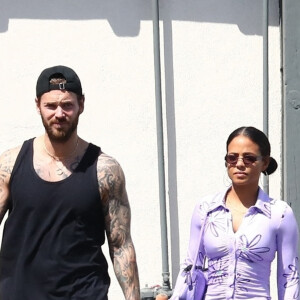 Exclusif - M. Pokora et sa femme Christina Milian se promènent dans les rues de Los Angeles, le 6 avril 2022.