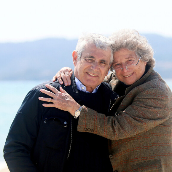 Exclusif - Michel Boujenah et Jacqueline Franjou lors de la conférence de presse de présentation de la saison 2019 du Festival de Ramatuelle sur la plage Serena à Ramatuelle. Le 18 avril 2019 © Valérie Le Parc / Nice Matin / Bestimage