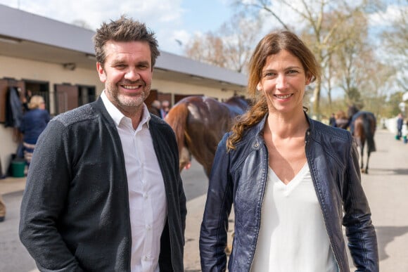 Hervé Mathoux et sa femme Maryline Olivie - Les Dimanches au Galop à l'Hippodrome d'Auteuil, Paris le 3 avril 2016.  © Florian Leger / Share & Dare via Bestimage