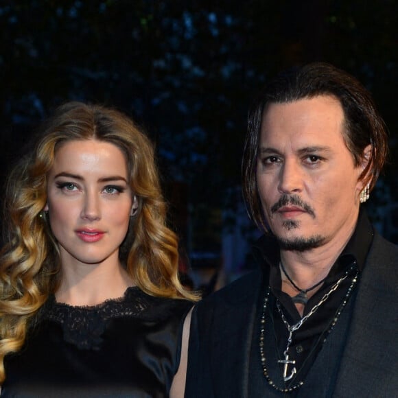 Johnny Depp et sa femme Amber Heard - Avant-première du film "Black Mass" lors du Festival BFI à Londres, le 11 octobre 2015. 