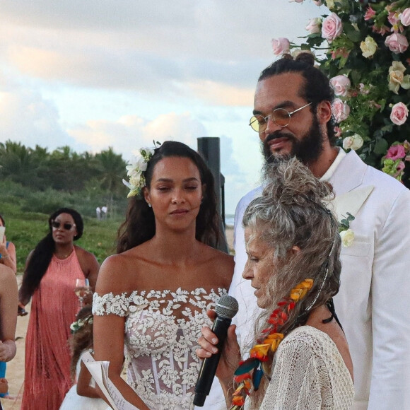 Exclusif - Joakim Noah, Lais Ribeiro - Joakim Noah et Lais Ribeiro se sont mariés devant leurs amis et leur famille sur la plage de Trancoso au Brésil le 13 juillet 2022.