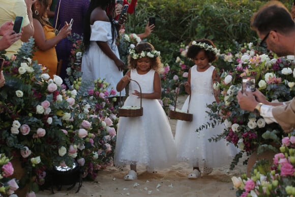 Exclusif - Les demoiselles d'honneur - Joakim Noah et Lais Ribeiro se sont mariés devant leurs amis et leur famille sur la plage de Trancoso au Brésil le 13 juillet 2022.