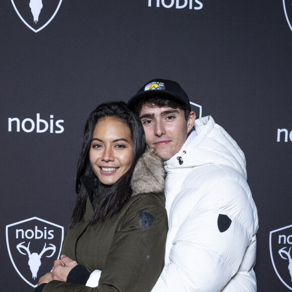 Exclusif - Vaimalama Chaves (Miss France 2019) et son compagnon Nicolas Fleury - Nobis fête ses 15 ans en inaugurant sa nouvelle boutique dans le 2ème arrondissement de Paris, France, le 25 novembre 2021. © Pierre Perusseau/Bestimage