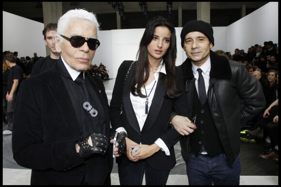 Jean-Luc Delarue et Anissa Khel au défilé Dior Homme le 21 janvier 2012.