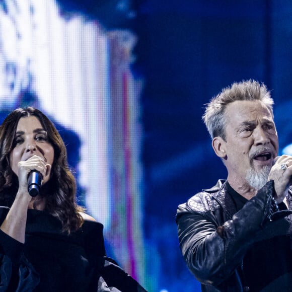 Jenifer Bartoli et Florent Pagny - Concert hommage à Johnny Hallyday "Que je t'aime" à l'AccorHotels Arena Paris Bercy à Paris. Le 14 septembre 2021 © Borde-Jacovides-Moreau / Bestimage 